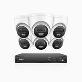 H800 - Kit de surveillance PoE 4K à 16 canaux avec 6 caméras, vision nocturne en couleur et infrarouge, Détection Personne-Véhicule, Microphone intégré, Champ de vision de 96°, RTSP et ONVIF pris en charge